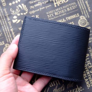 Louis Vuitton Black Epi Saffiano Leather Trifold Wallet Authentic