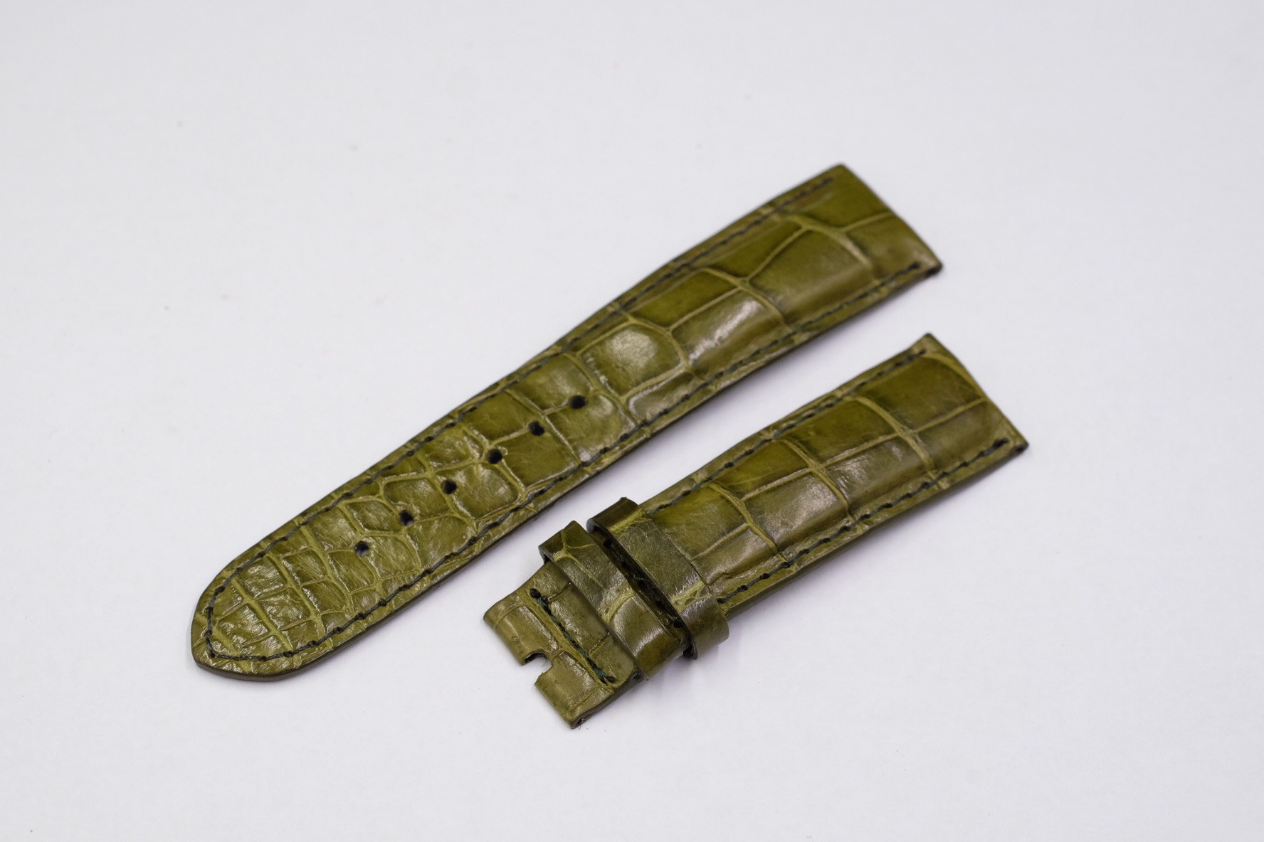 LOUIS VUITTON Green Padded Crocodile Leather Watch Strap