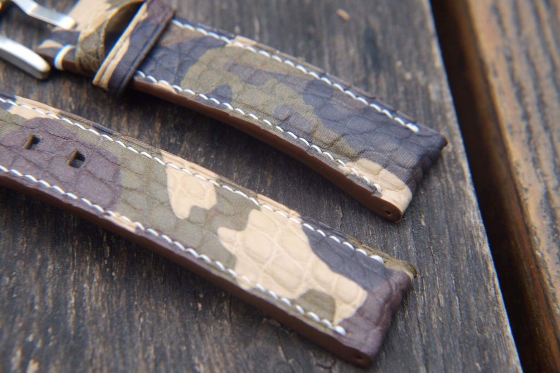 Custom Made Apple Watch Strap - Vegetable Tanned Leather Camouflage