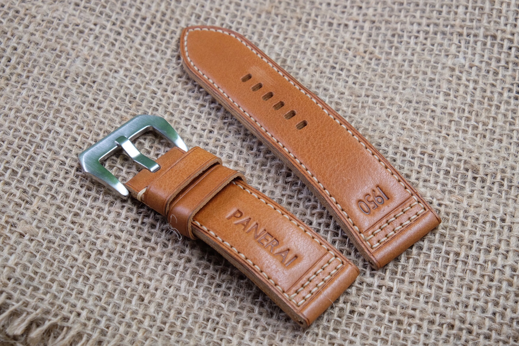 Brown italian vachetta leather strap for Panerai HDPAM14 - HDSTRAPS