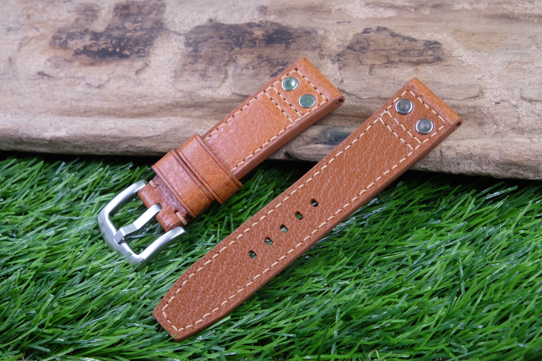 Custom Vachetta leather watch band, Brown Cow leather watch strap SW136