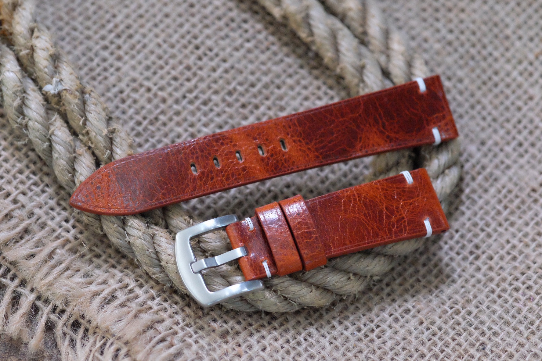 Custom made red epi leather watch strap HDCLE71